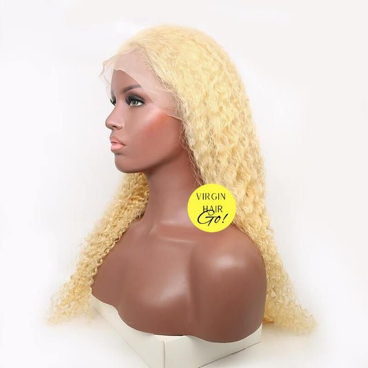 Blonde Virgin Human Hair 613 Curly Wigs